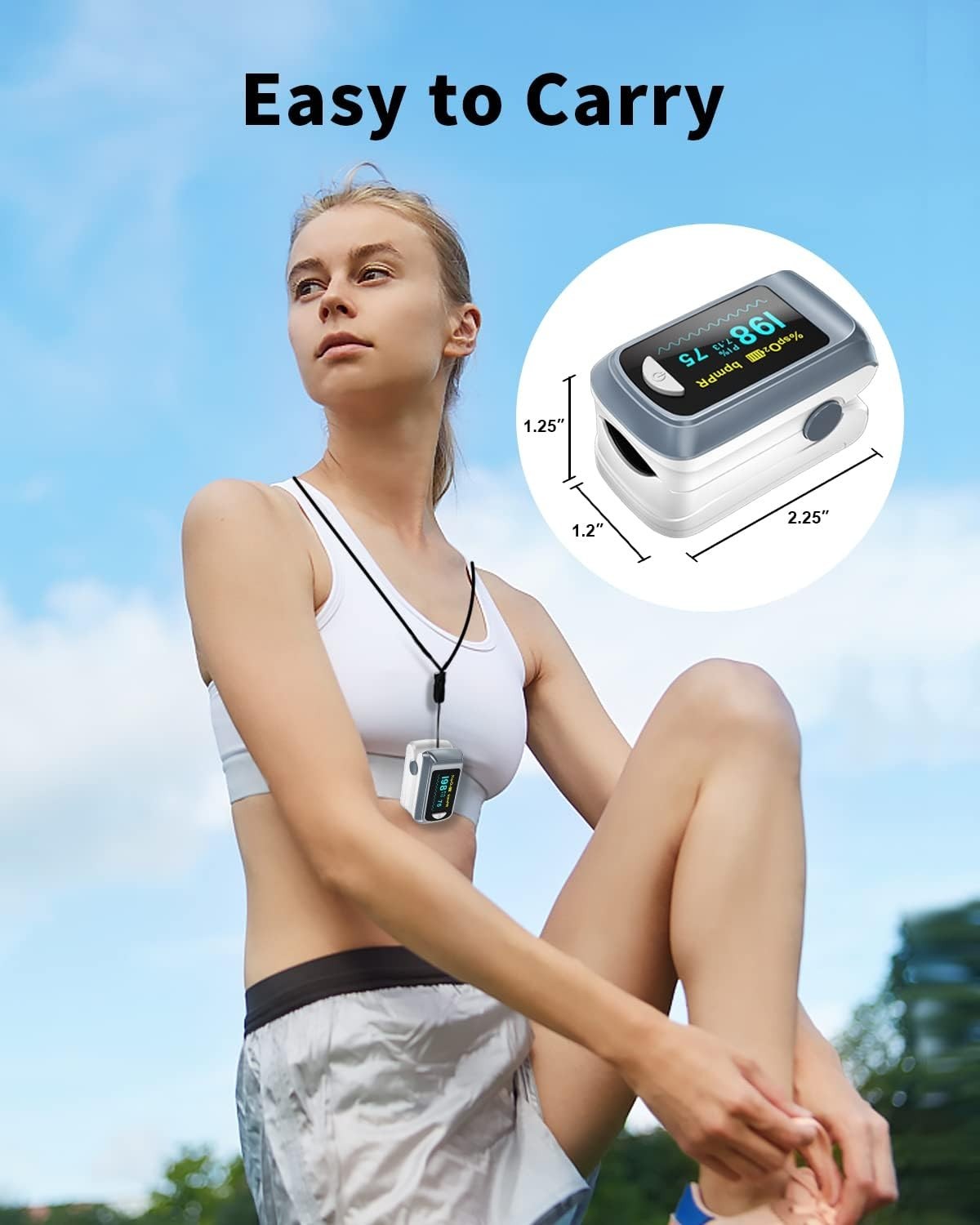 Pulse Oximeter Blood Oxygen Monitor Heart Rate SpO2 OLED Display