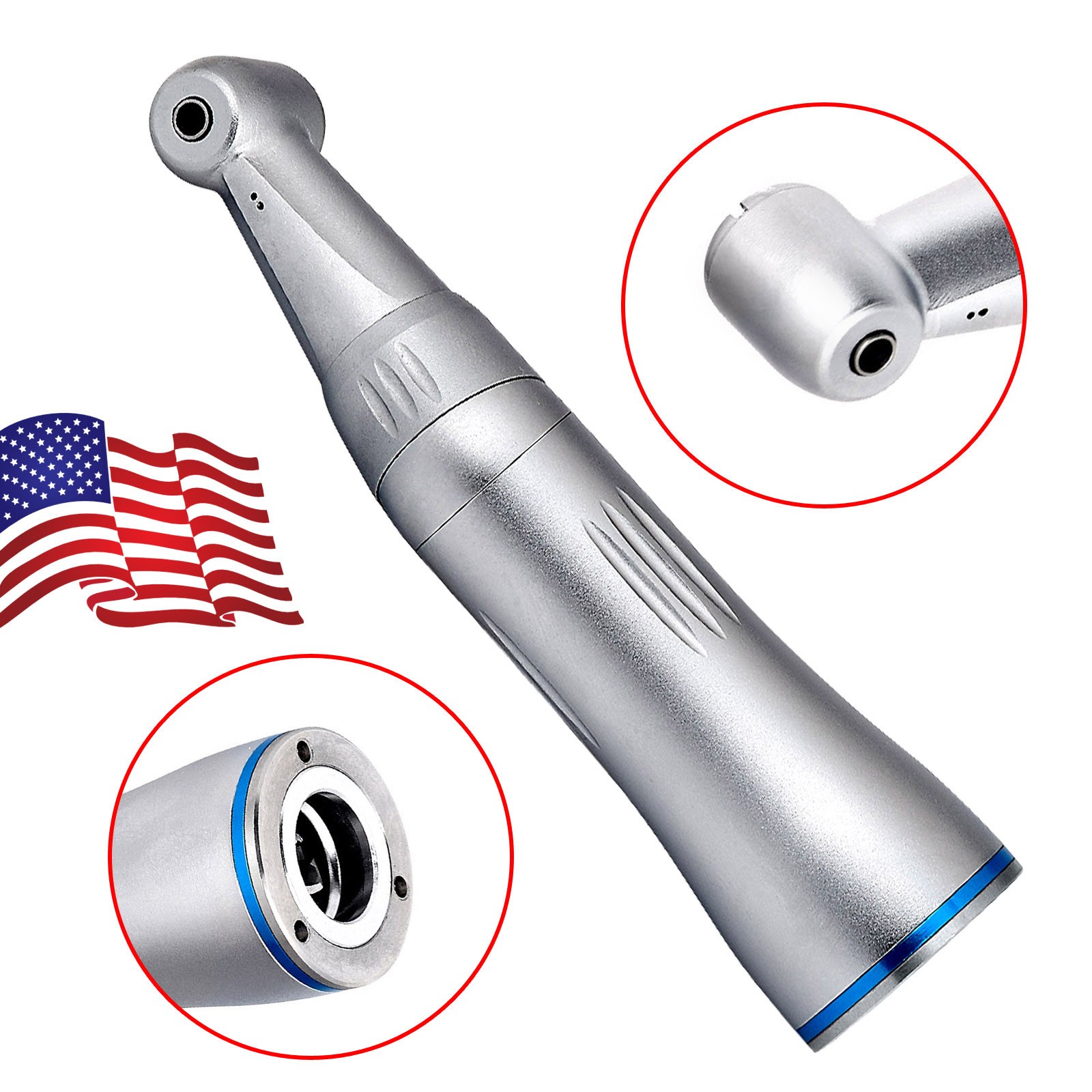 Dental 1:1 Speed Contra Angle Handpiece 4 Hole Inner Water Spray Autochuck Push