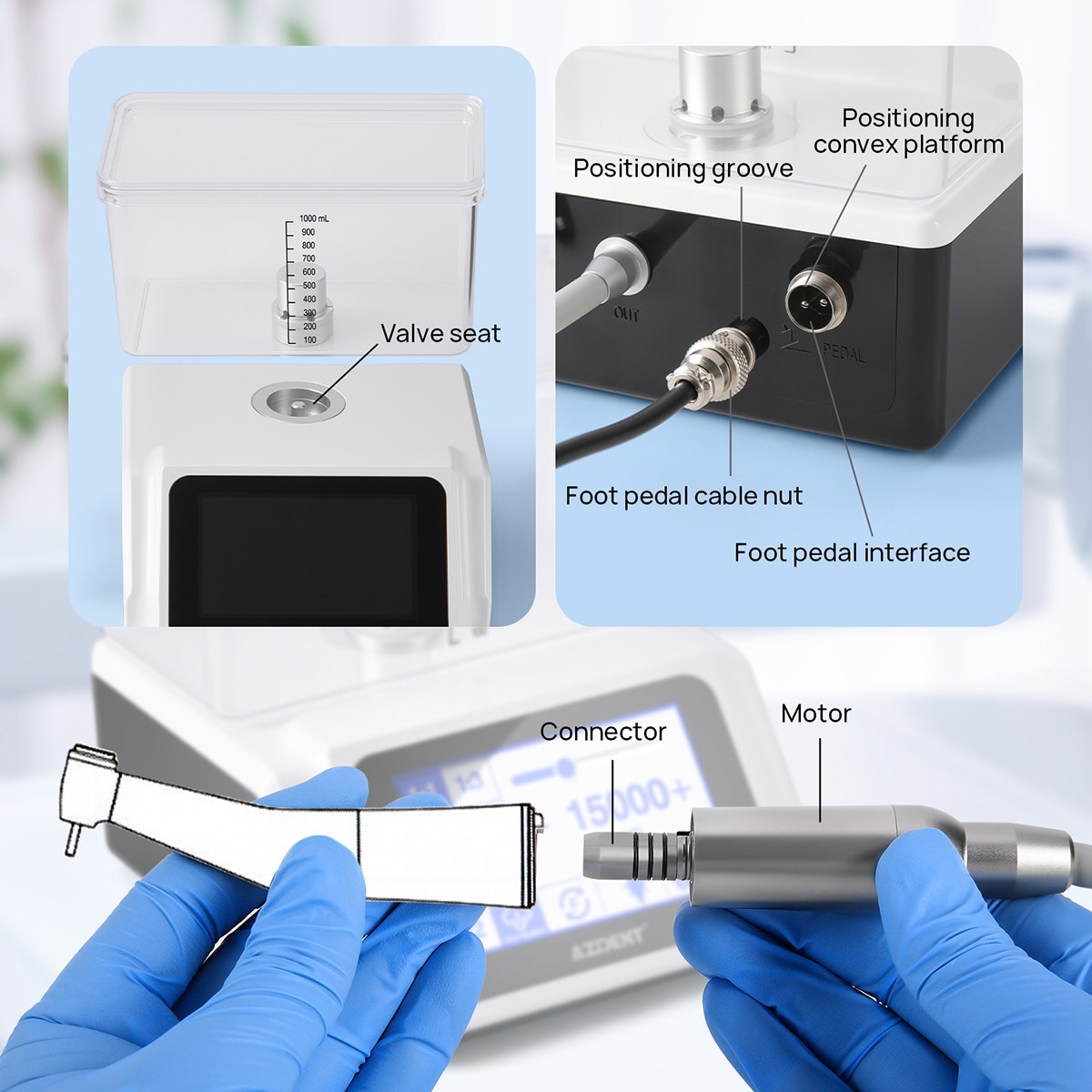 Dental LED Electric Brushless Surgery Motor System Touch Screen + Water Supply