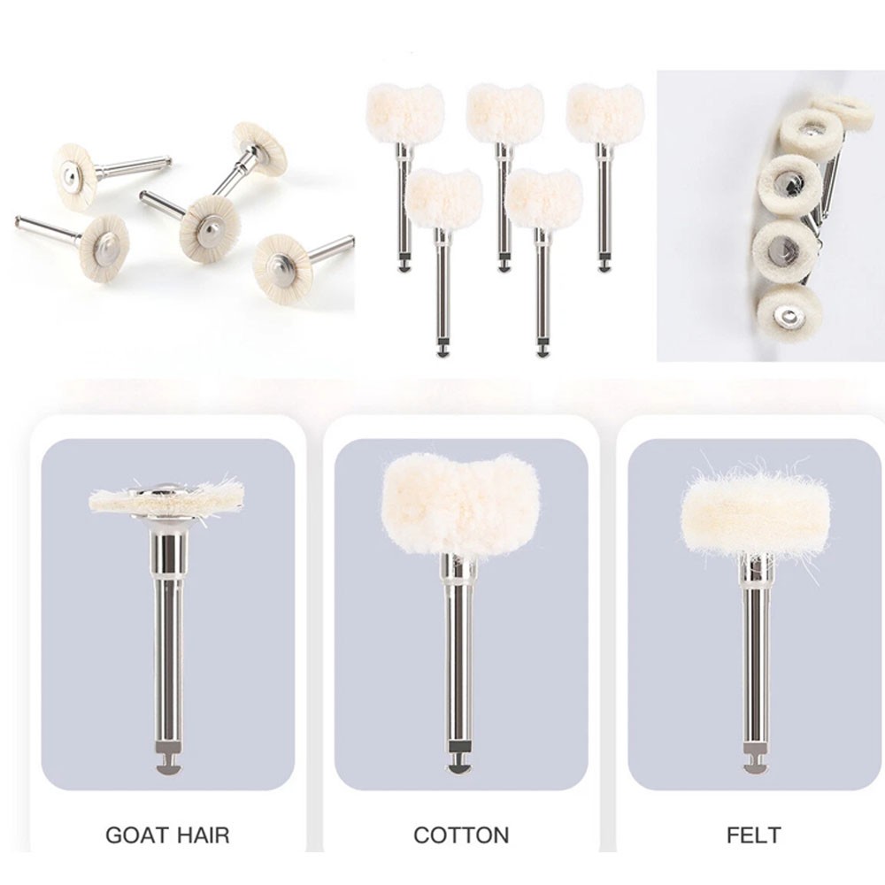 Dental Polishing Brush Wheel Goat Hair/Felt/Cotton – Contra Angle RA Latch Type