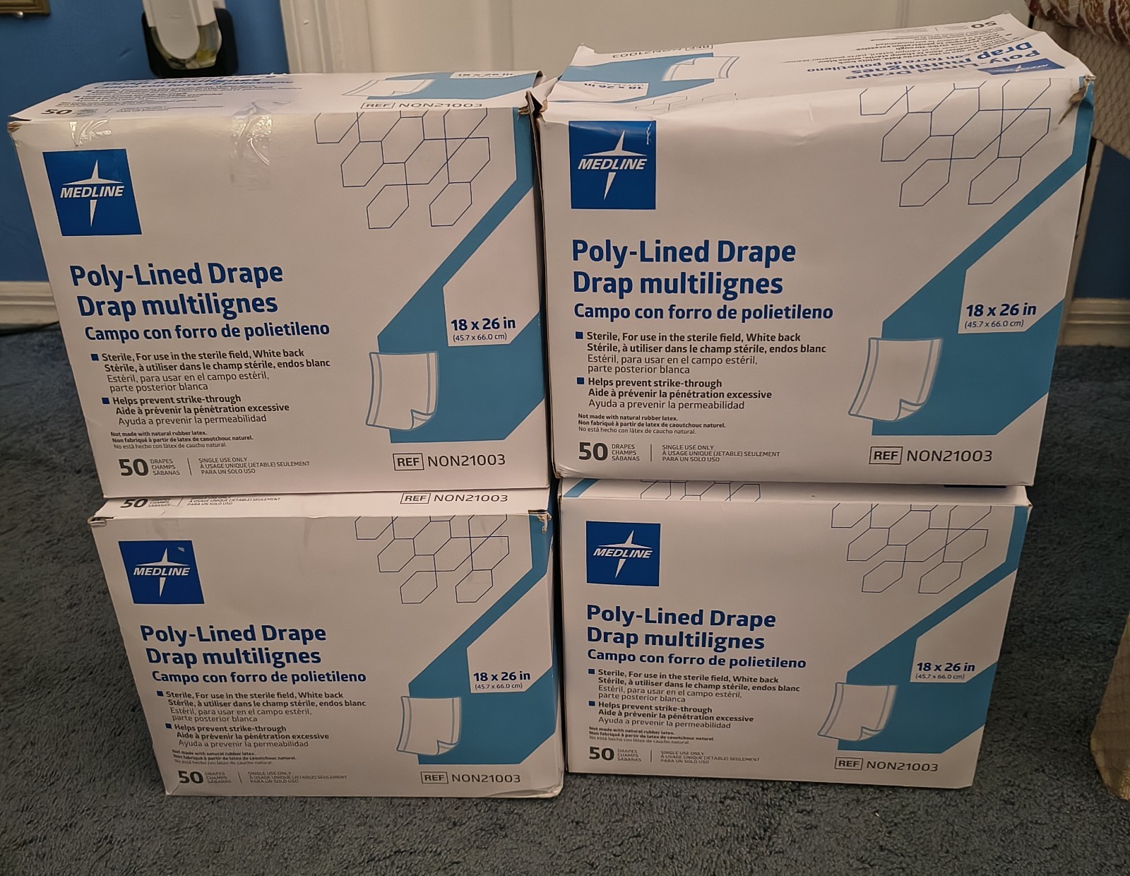 Medline Sterile Poly-Lined Drape 18 X 26 (4 Box -175 Pieces) New -Date Mfg 10/24