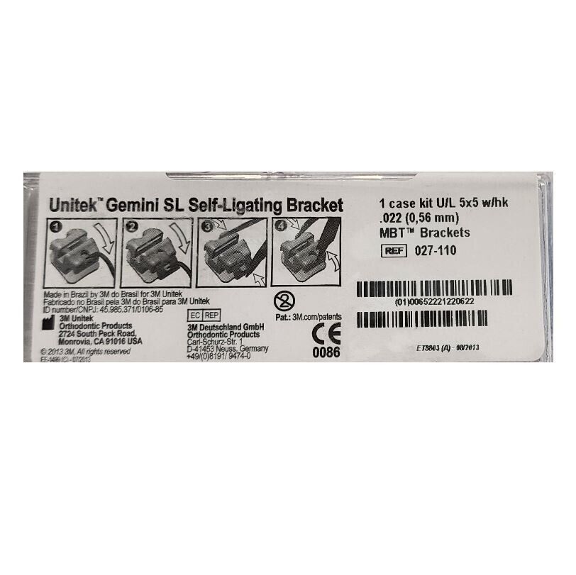 *1-Pack* 3M Unitek Gemini SL-Self-Ligating Brackets 0.56mm With Hook 027-110