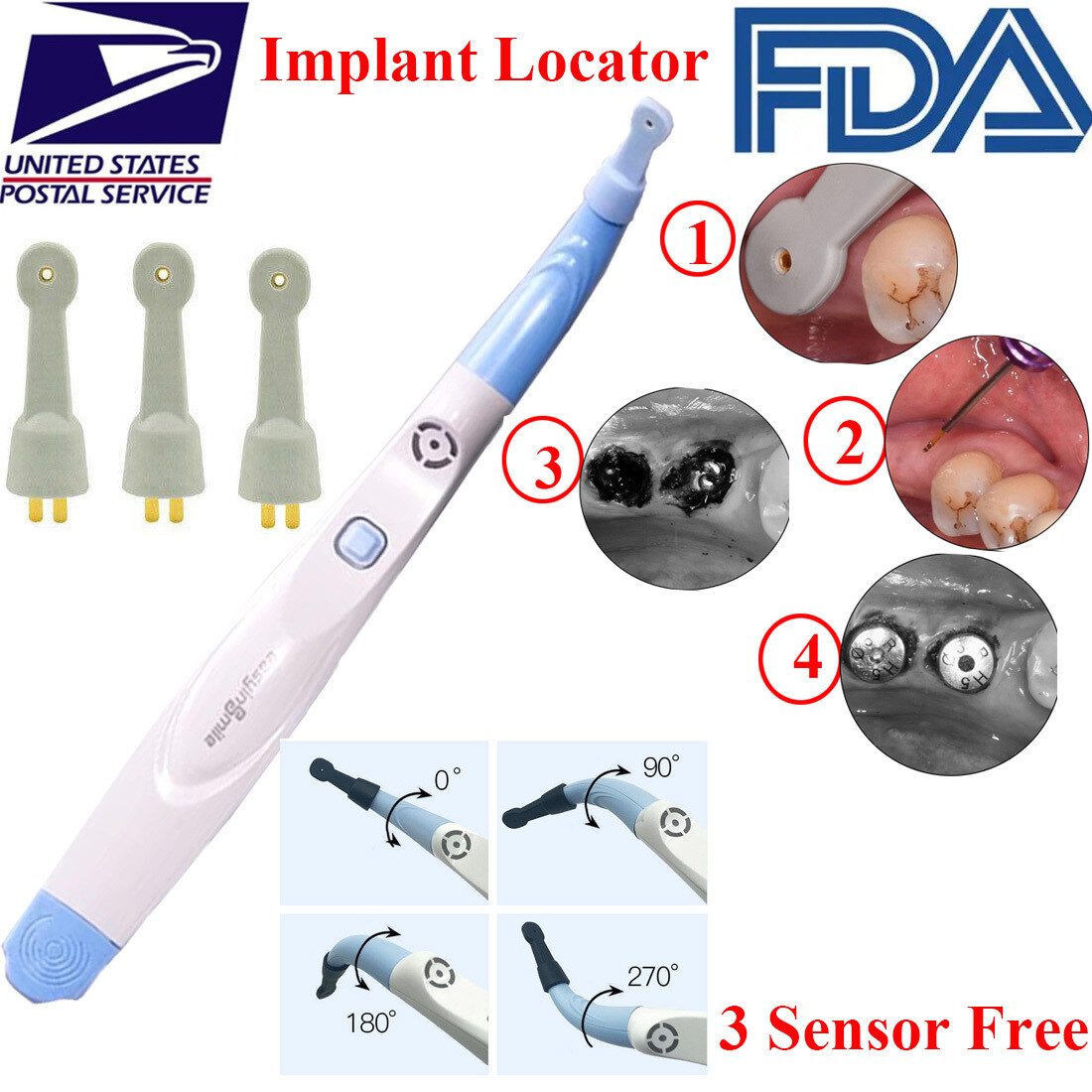 Dental Implant Spotter Locator Detector Abutment Finder Kit+3Pcs Rotating Sensor