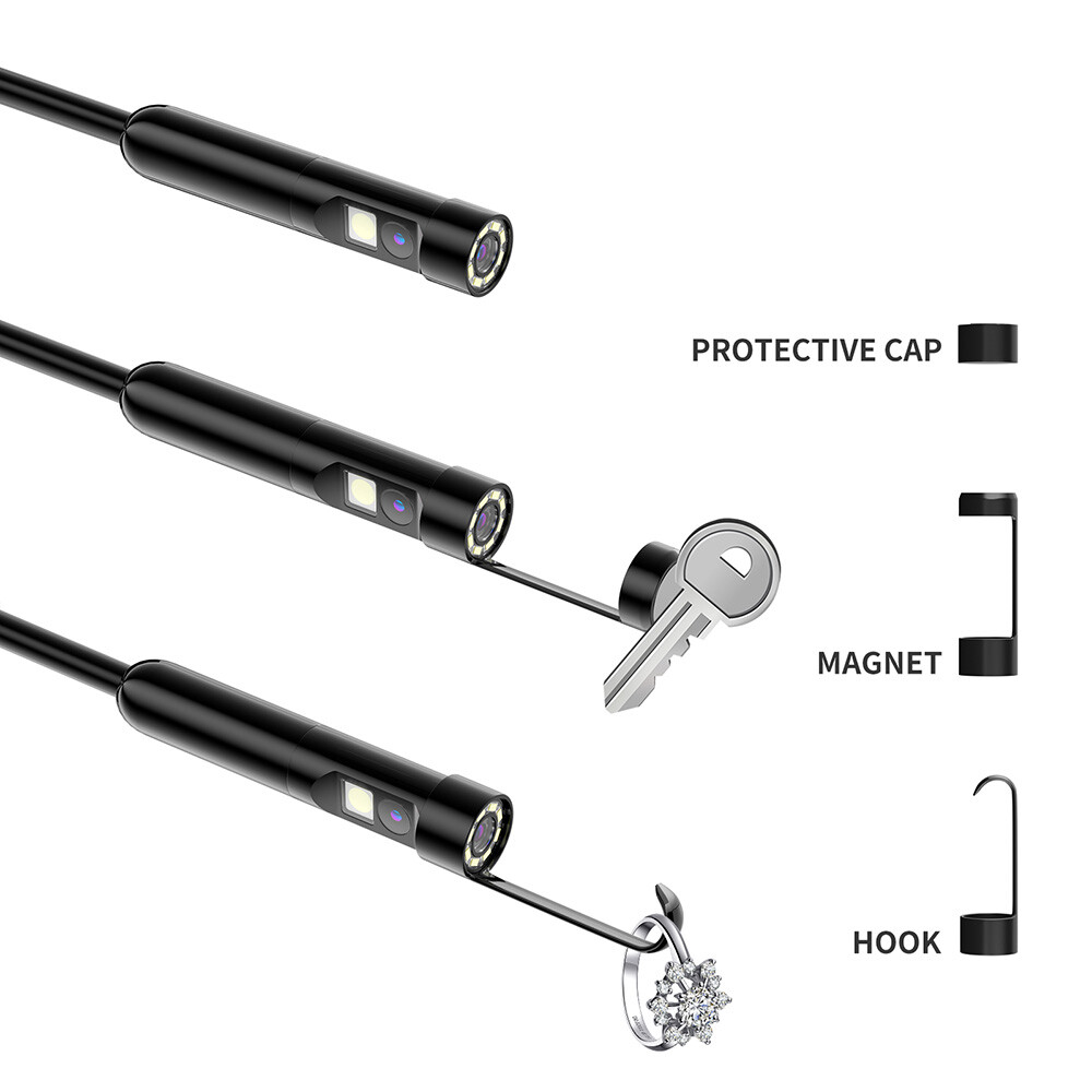 Dual Lens Camera Endoscope Inspection Cam Waterproof 8LED iPhone iPad Android US