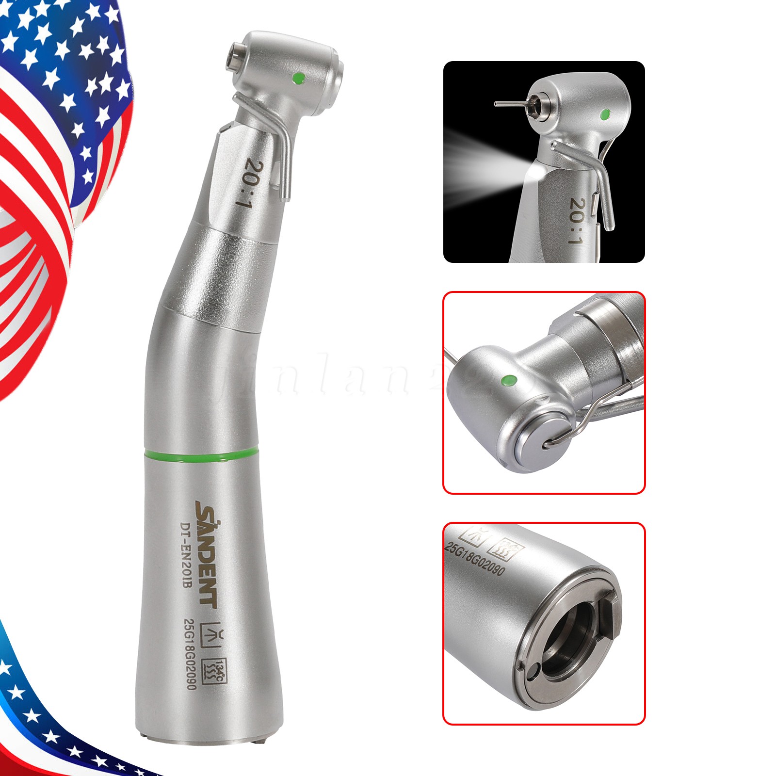 LED Fiber Optic 20:1 Detachable 75N Dental 20:1 Reduction Implant Handpiece