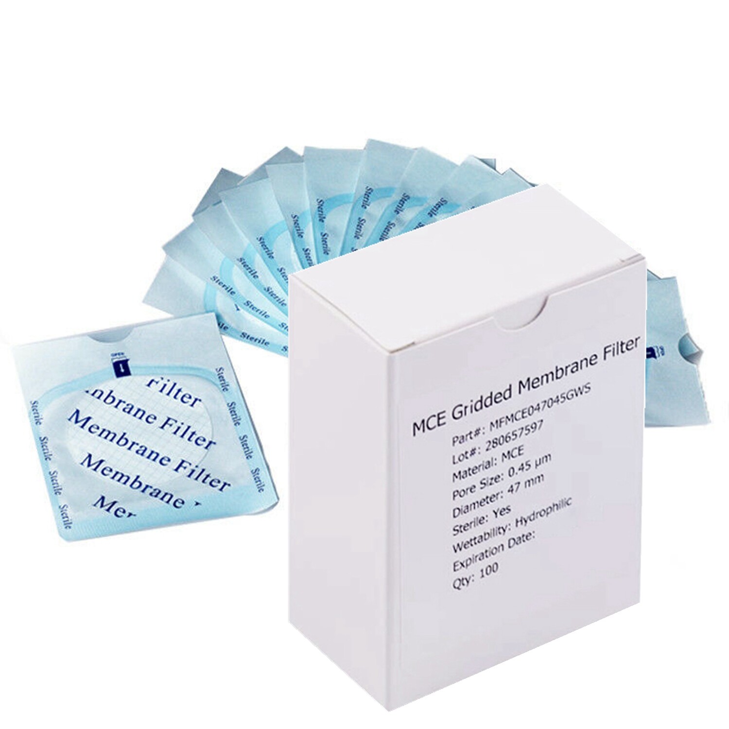 Simpure MCE Gridded Membrane Filter 47mm 0.45μm Sterile Mix Cellulose Ester