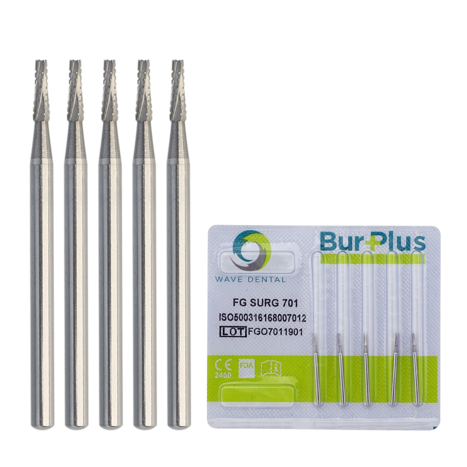 Wave Dental Surgical Burs Carbides FGOS 701 25mm Length Flat End Taper Crosscut