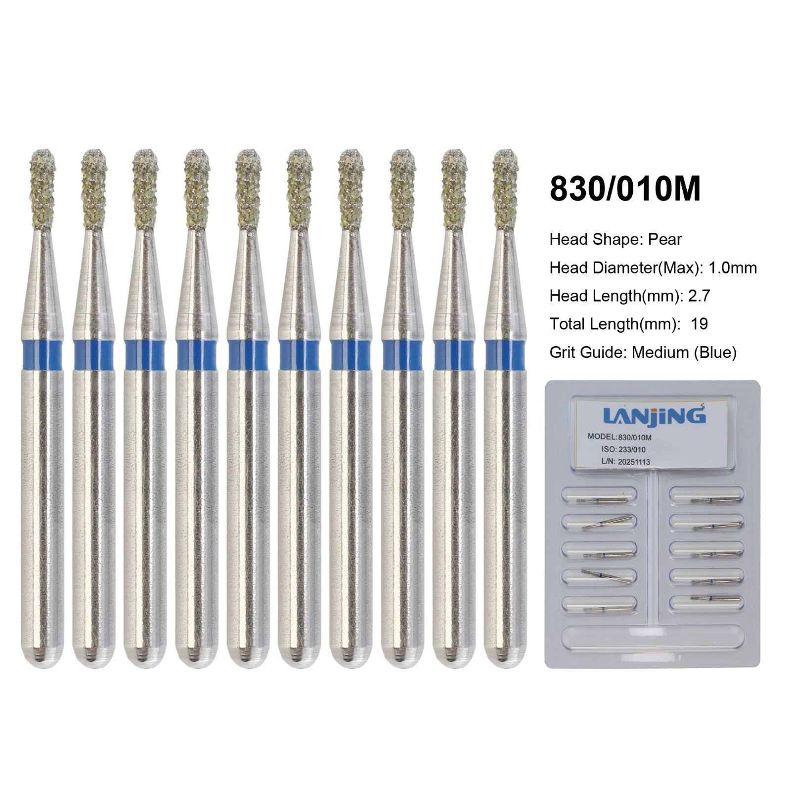 Diamond Burs Dental Zirconia Cutter Diamond Bur FG Football Round End Taper Pear