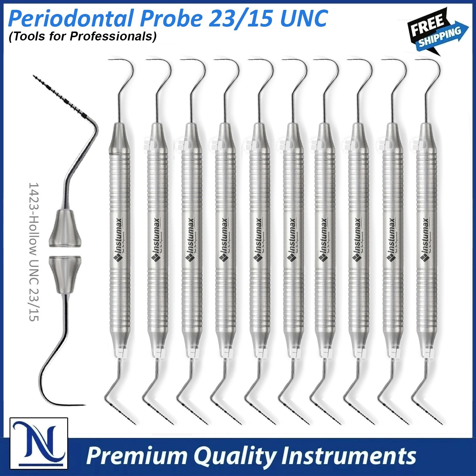 Dental Perio Probe UNC 23/15 Explorer Silicone Handle Double Ended Instruments