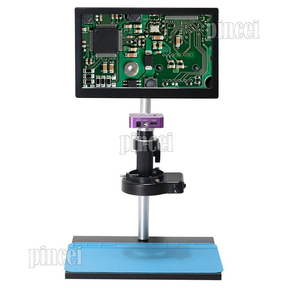 NEW 51MP Digital Microscope Camera w/ 150X C Mount Lens 11.6″ LCD Metal Stand