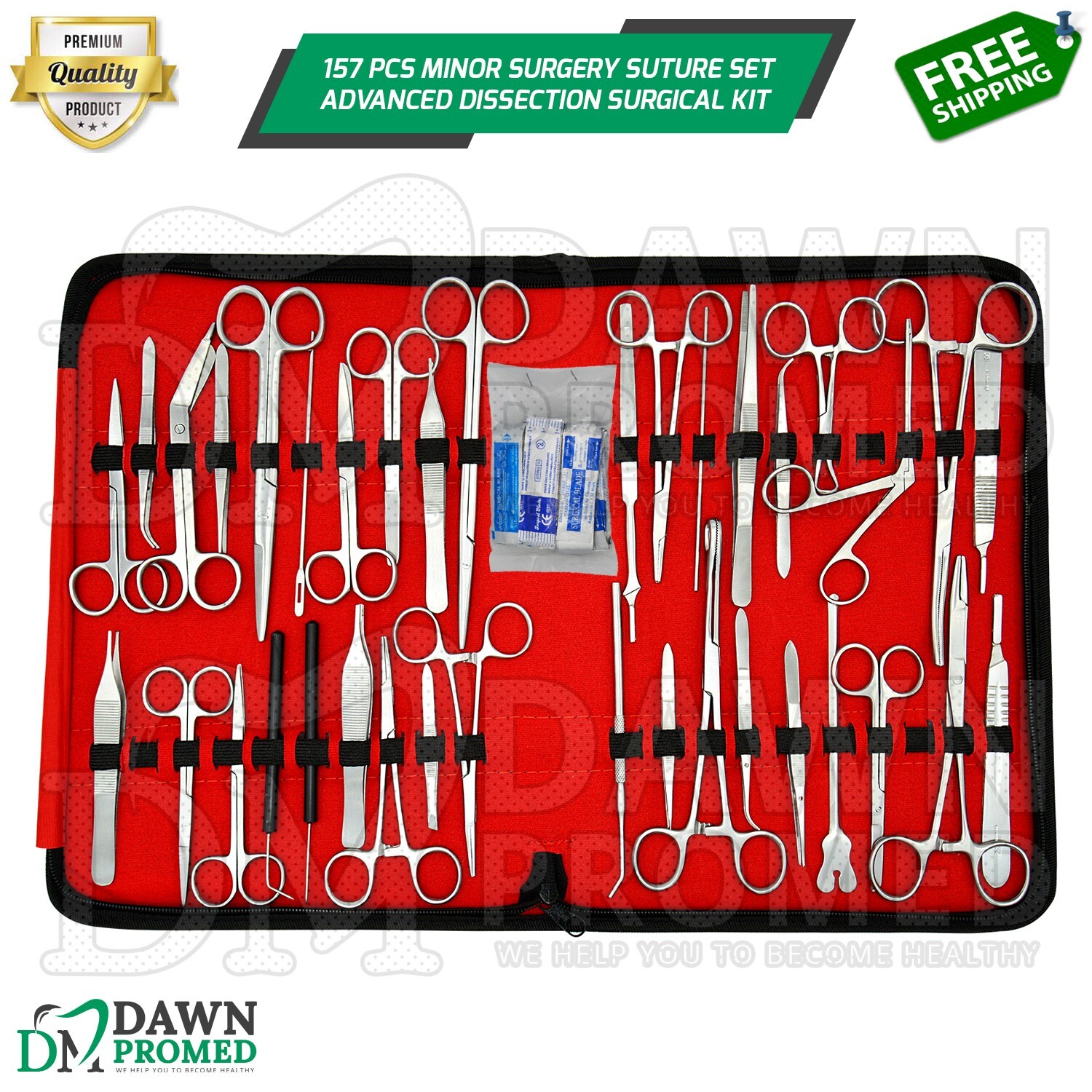 157 Pcs Minor Surgery Suture Set Advanced Dissection Surgical Kit German Grade