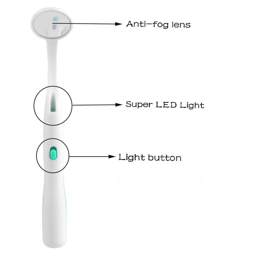Dental Mirror with Light Tool LED Lighted Teeth Inspection Mirror anti Fog GREEN