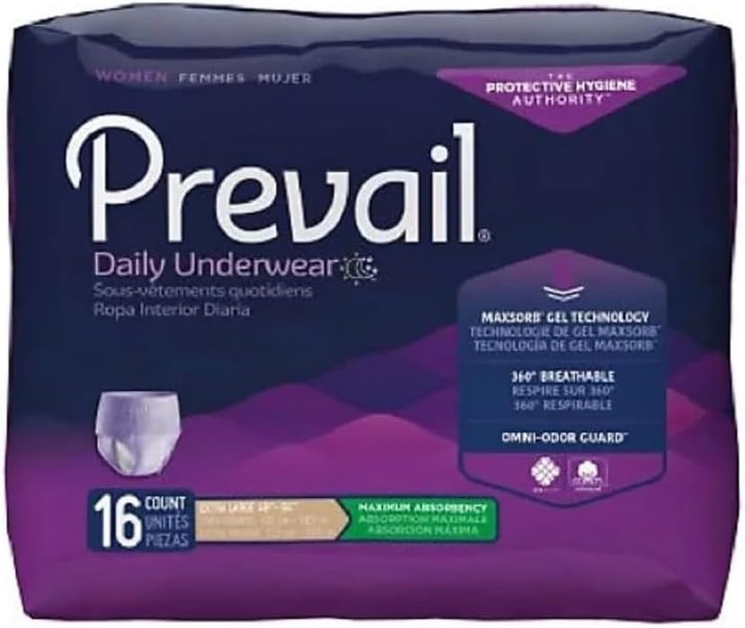 4 Pack Prevail Proven,X-Large Pull-Up,Women’s Protective Underwear, 64 in total