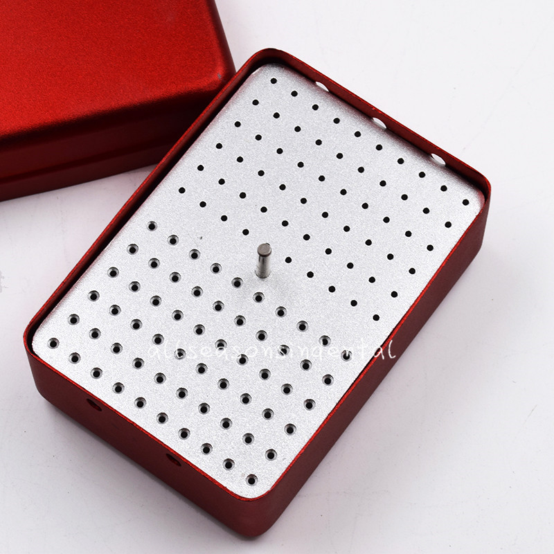 120 Holes Dental Aluminum Burs Holder Stand Disinfection Box Endo Accessories