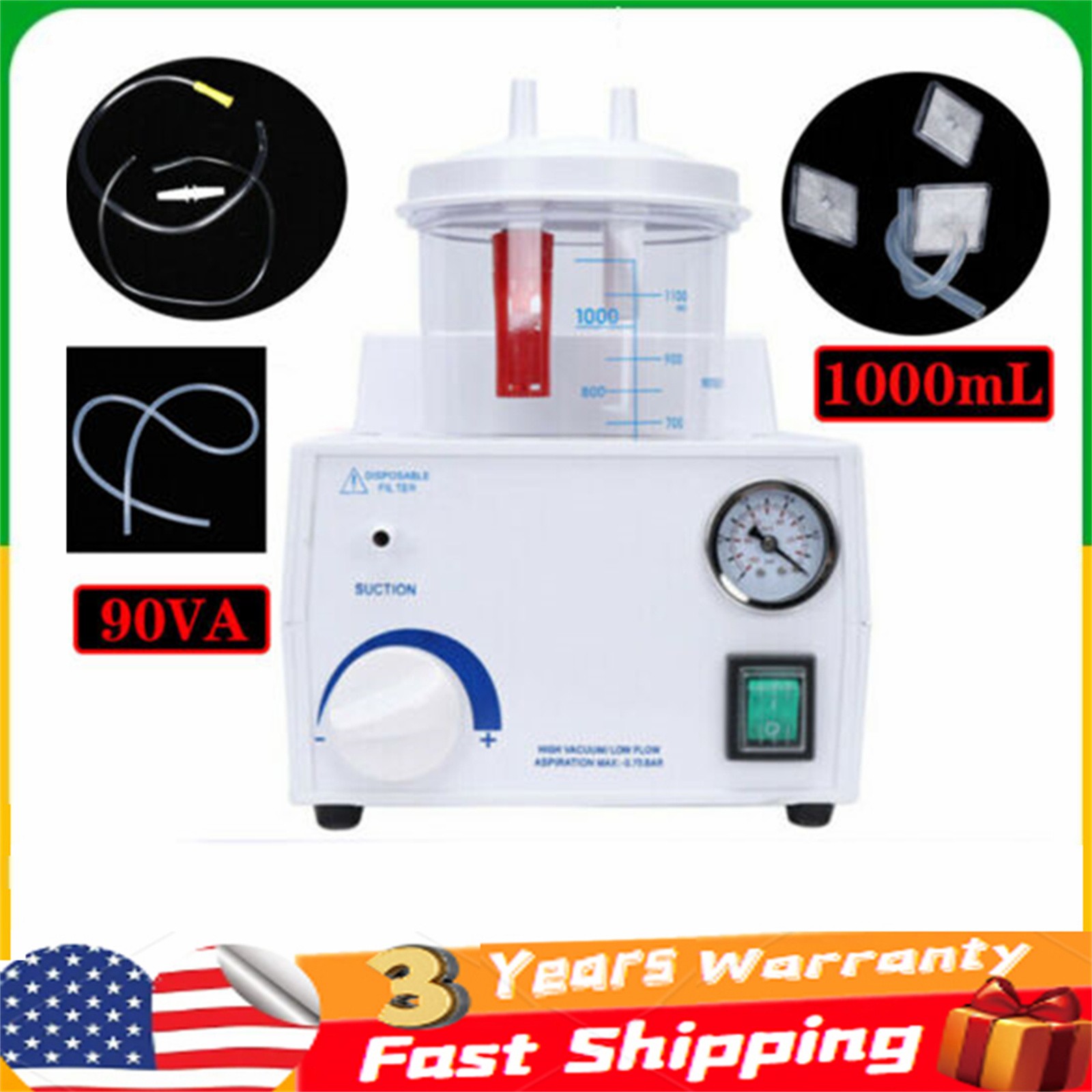 Vacuum Phlegm Quiet Suction Unit Portable Medical Emergency Aspirator Machine