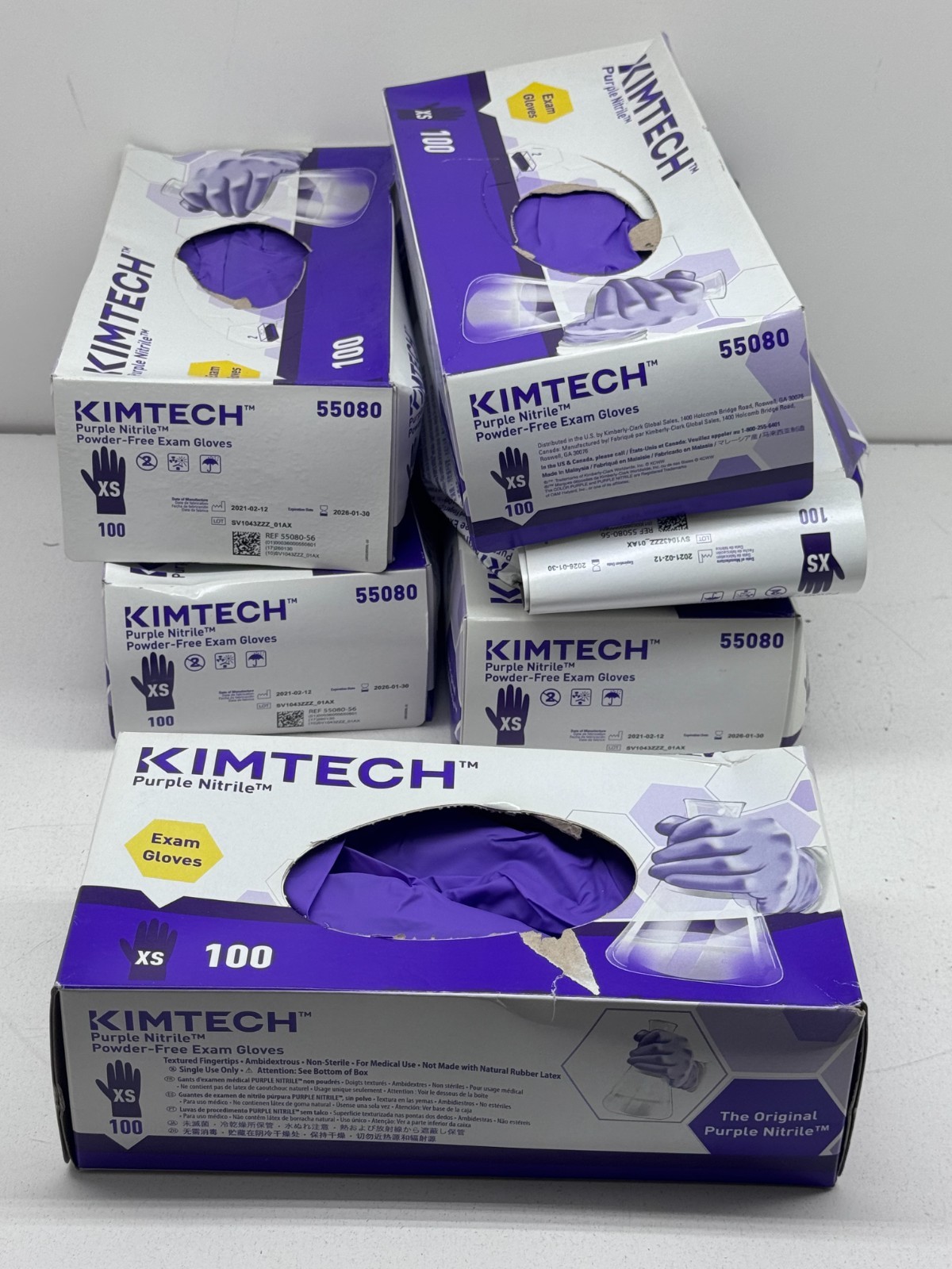 (500) EXPIRED Kimtech 55080 Purple Nitrile Powder Free Exam Glove XS Extra Small