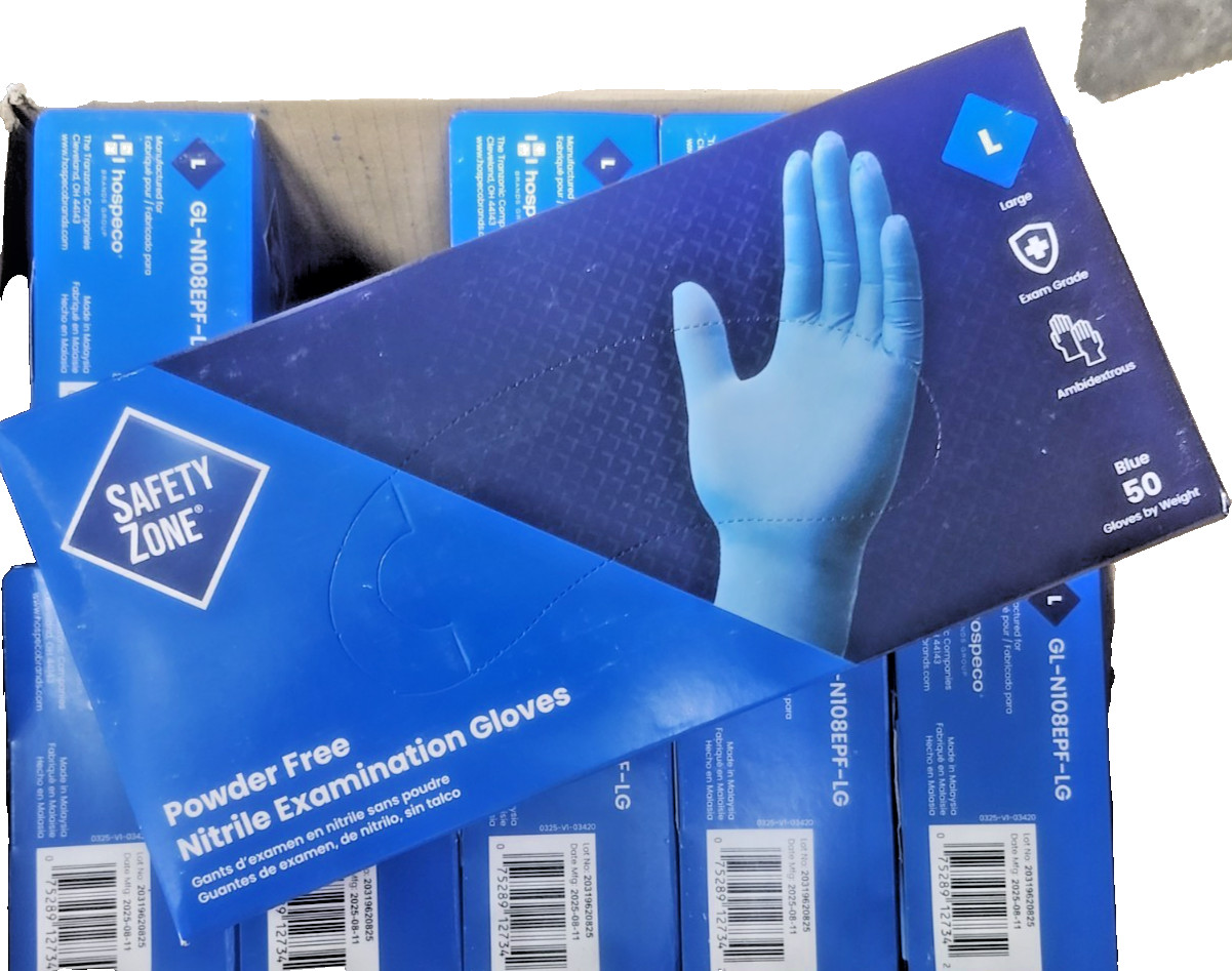 Safety Zone Exam Gloves L 12″ 8MIL Extended Cuff Nitrile Powder free 50 Pack