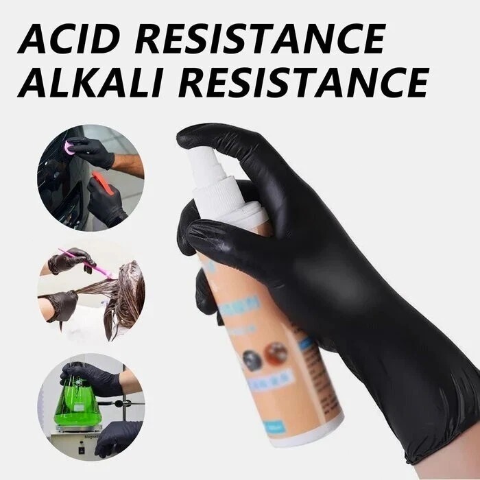 Heavy-Duty 5 Mil Black Nitrile Exam Gloves (Disposable & Powder-Free)