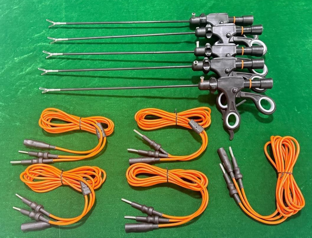 5pc Laparoscopic Bipolar Fenestrated 5mmx330mm with Cable Reusable Instruments