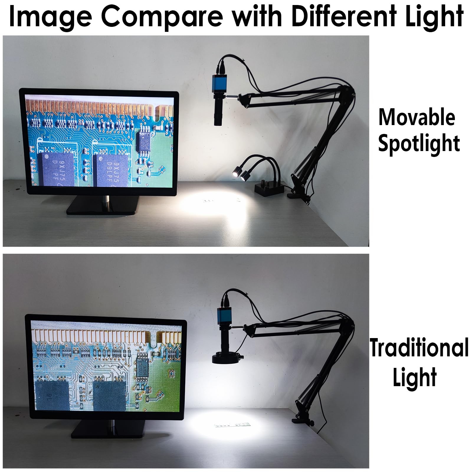 Microscope Light Source, USB Desk Dual Gooseneck Lights LED Mini Spot Light I…