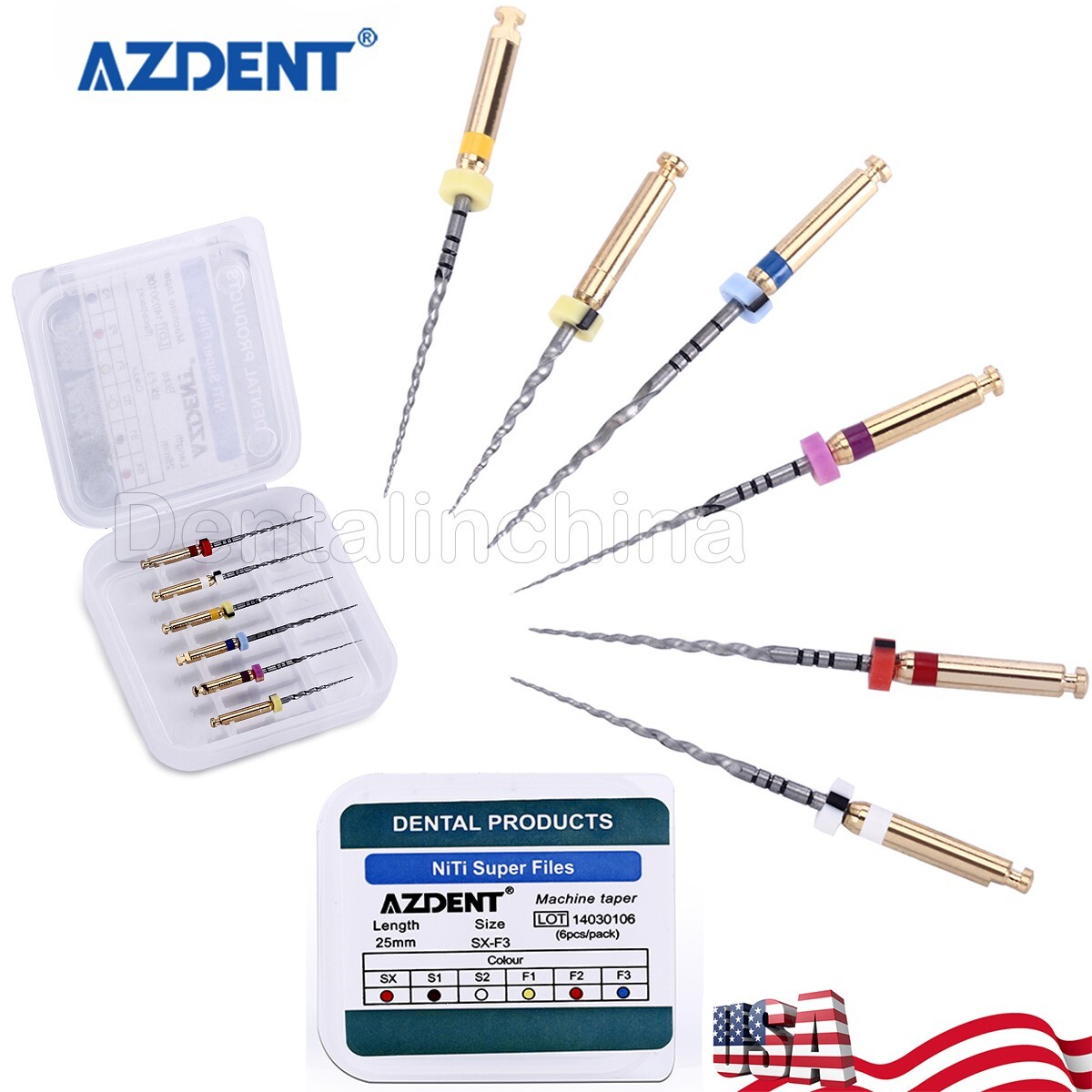 6pcs Endodontic Dental Endo Root Canal NiTi Super Rotary Files 25mm Engine Use