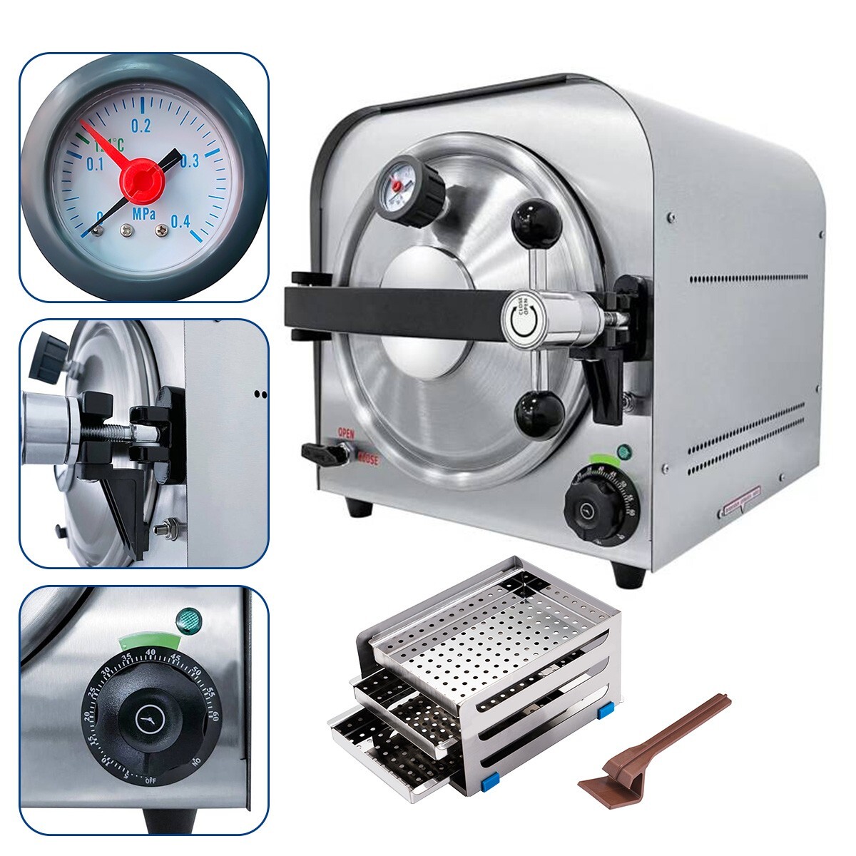 14L Dental Lab Medical Autoclave Steam Sterilizer/Low Speed Handpiece Kit 4Holes