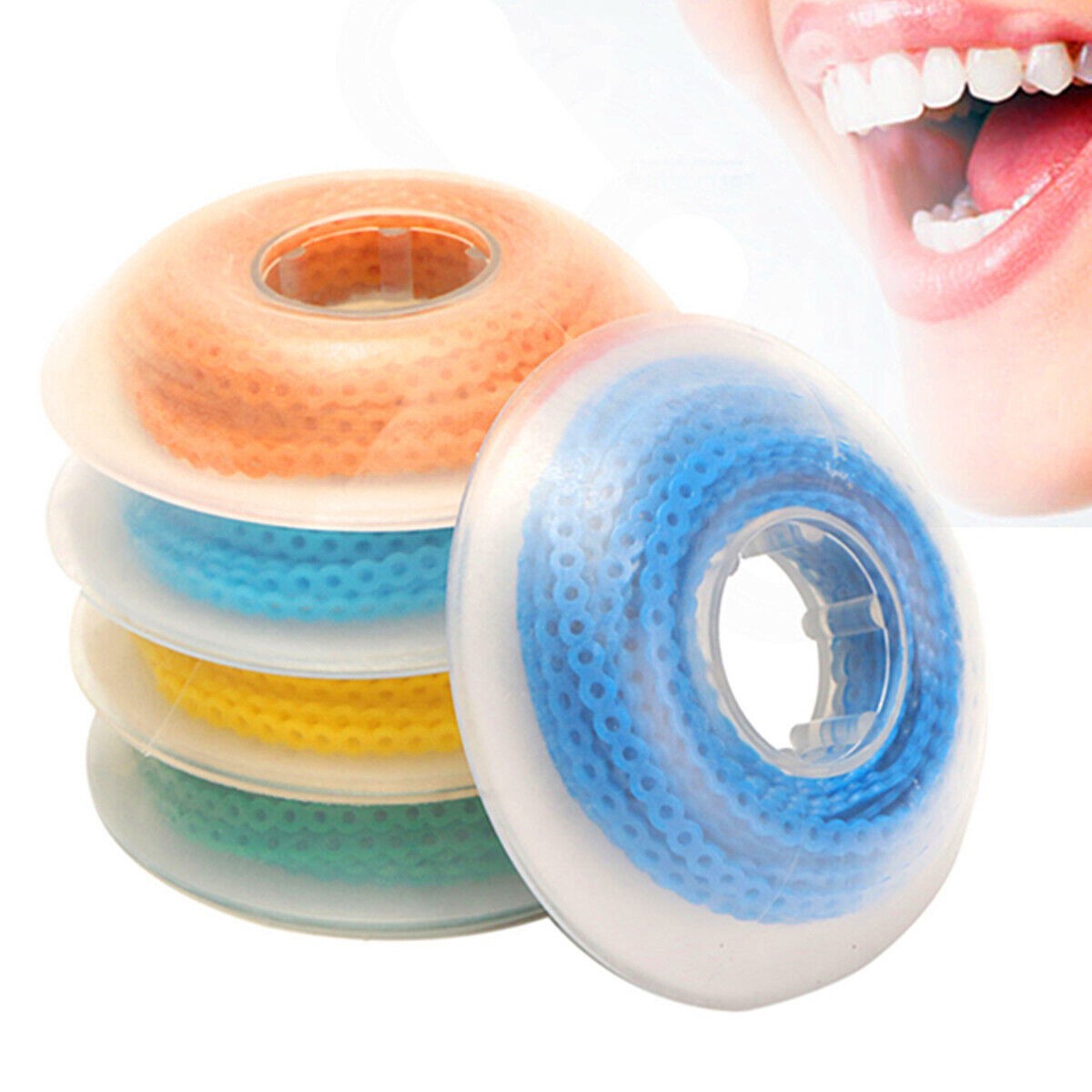 Dental Orthodontic Ligature Ties + Elastic Power Chain Long Short Close 44 Color