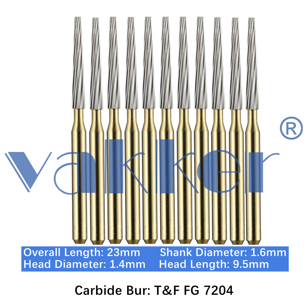 10PC Dental Carbide Burs FG Gold Trimming & Finishing for High Speed Handpiece
