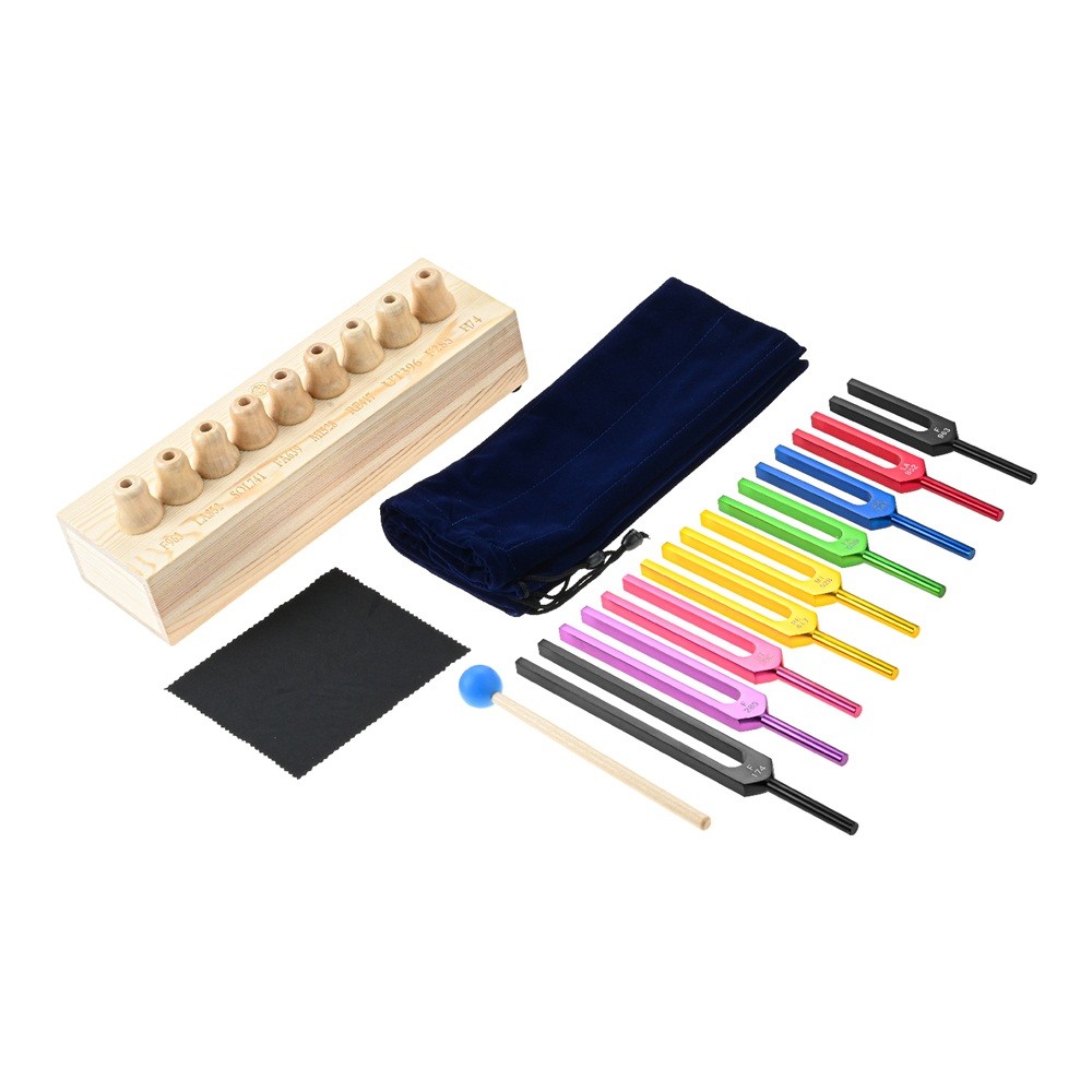 9 Solfeggio Tuning Fork Set Multicolor Aluminum Alloy for Healing Sound Therapy