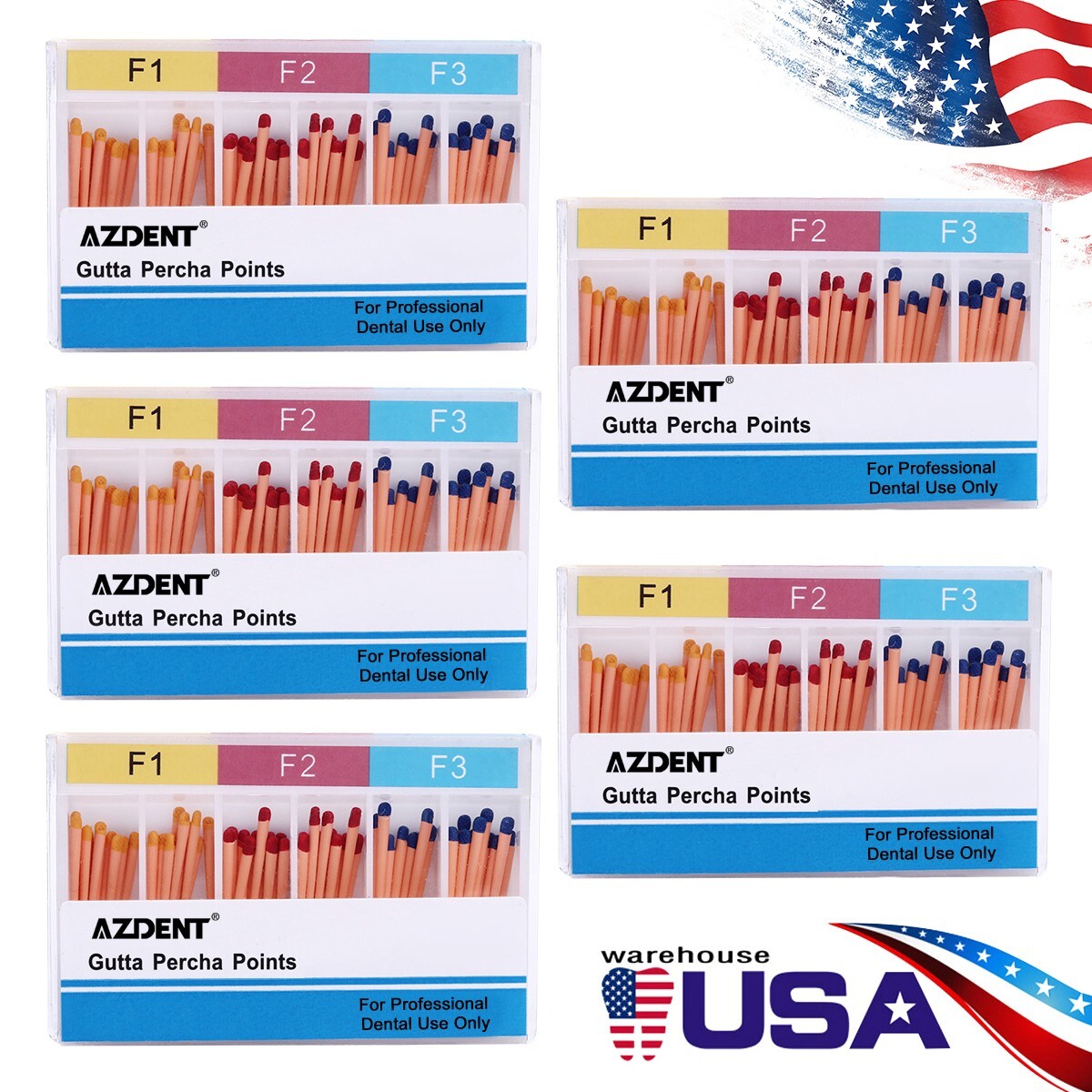 60pcs Dental Gutta Percha Points Endo Root Canal Obturating Tips Bars Taper