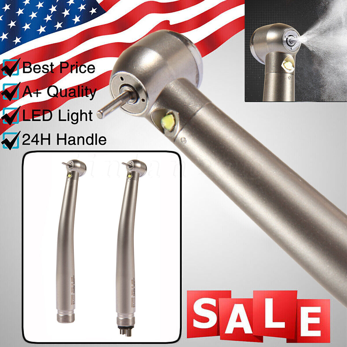 E-generator Dental LED Fiber Optic High Speed Handpiece 2/4hole Drill hand piece