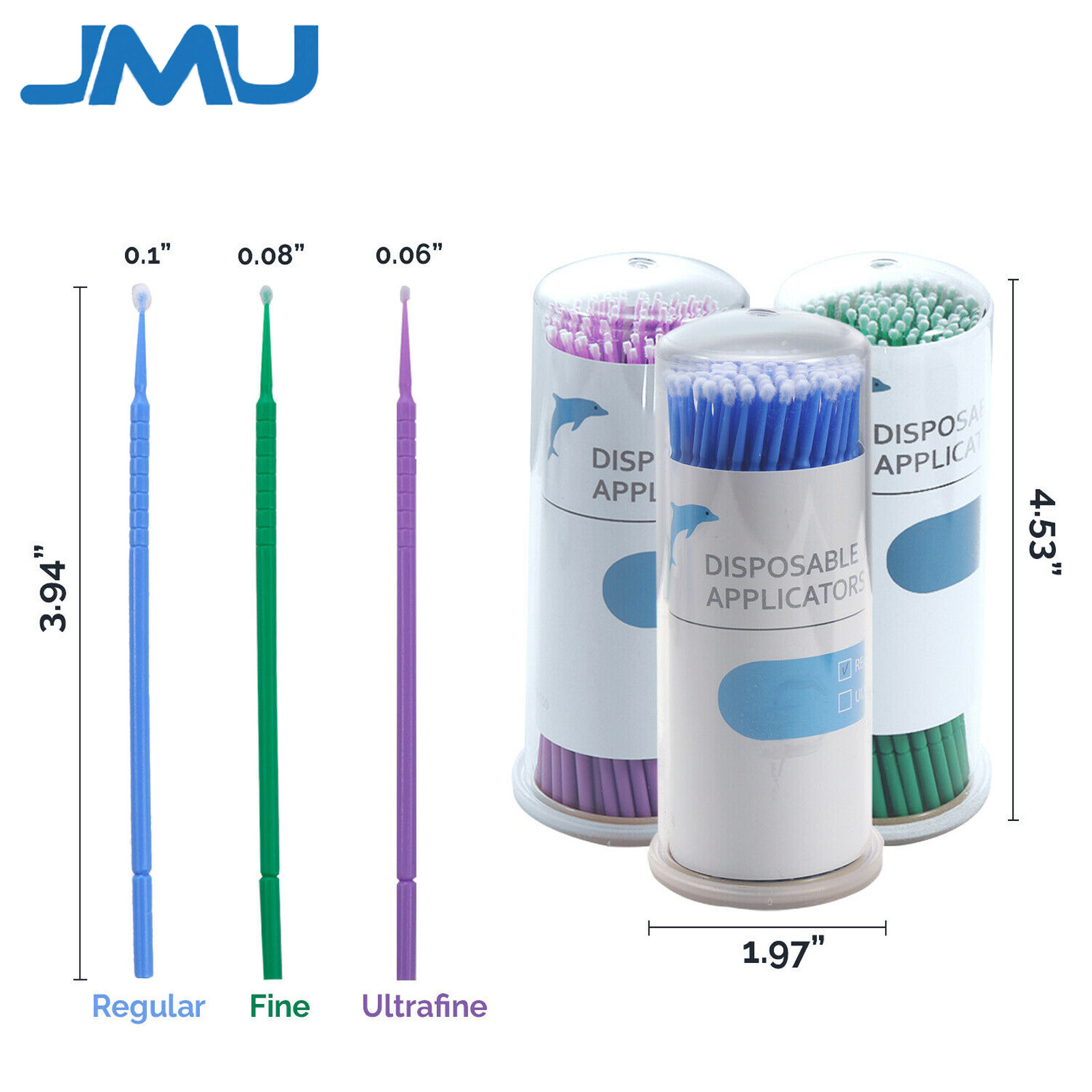 400/Box JMU Dental Micro Applicator Brush Microbrush Tips Regular/Fine/Ultrafine