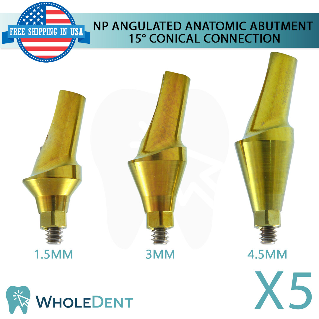 5x Narrow Platform Conical Connection Angulated Anatomic Abutment 15° Dental