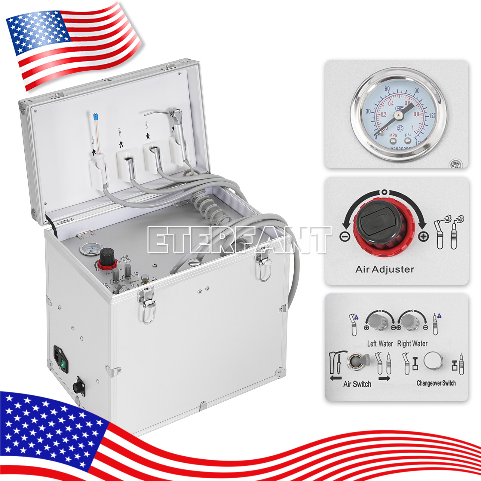 BD-402 Portable Dental Delivery Unit Air Compressor Suction System 4 Holes