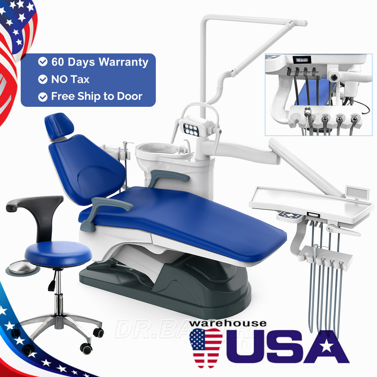 Dental Unit Chair Computer Controlled DC Motor PU Hard Leather+Doctor Stool FDA