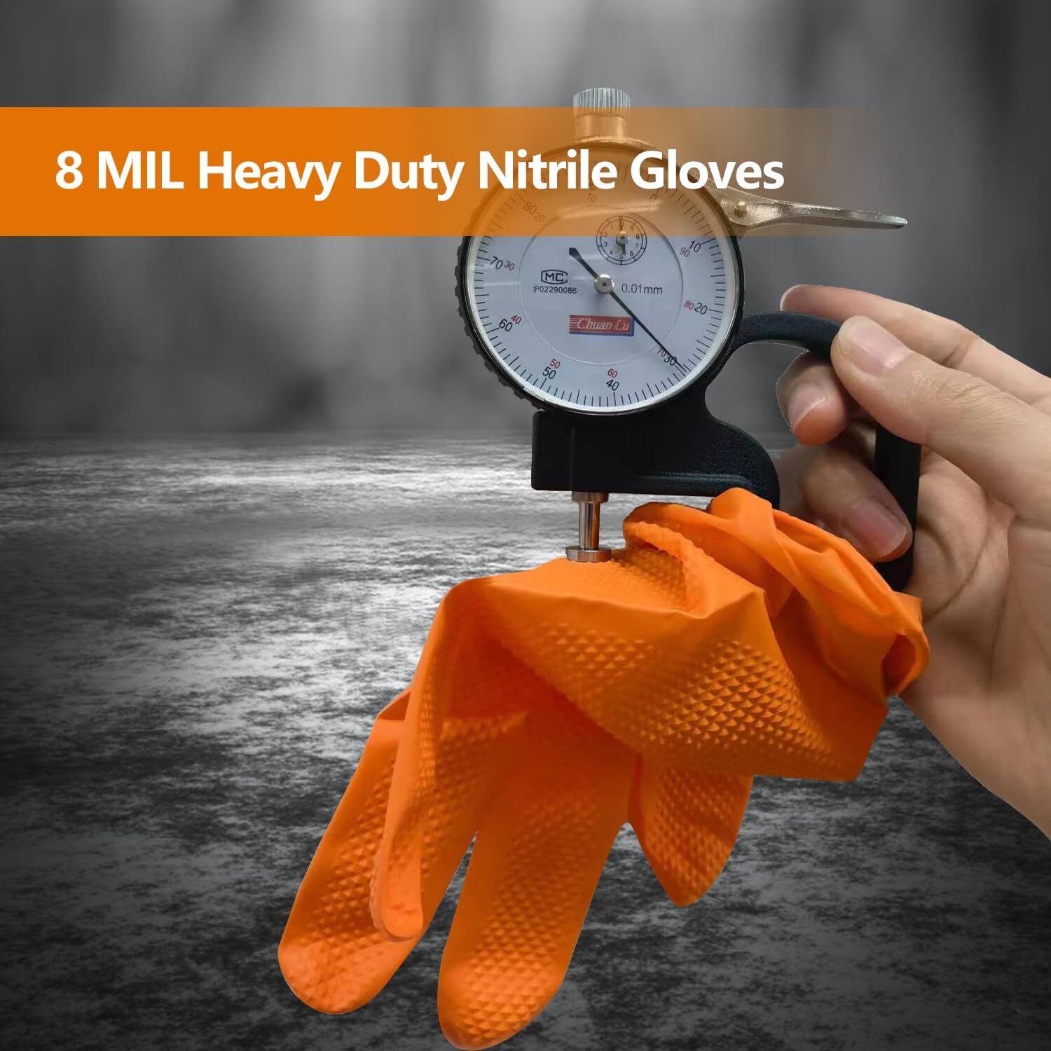 Heavy Duty Nitrile Disposable Gloves8mil Orangeraised Diamond Texture Work Glove