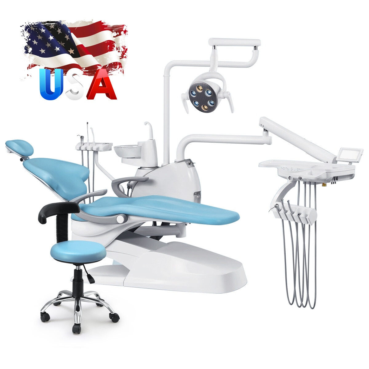 Dental Unit Chair Computer Controlled DC Motor PU Hard Leather With Doctor Stool