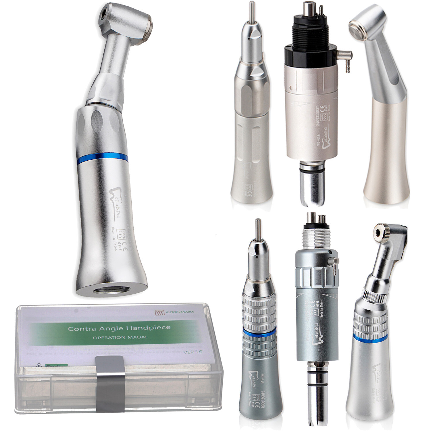 US Dental Low Speed Handpiece Straight Contra Angle Push Button E-Type Air Motor