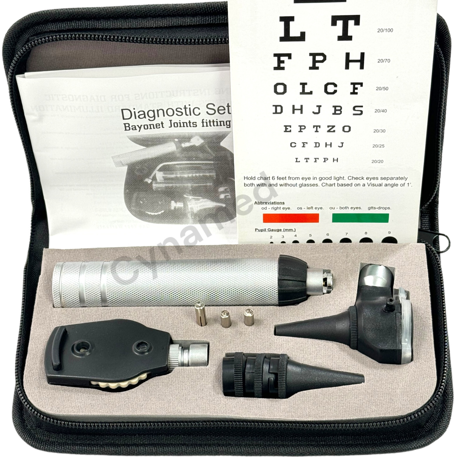 ENT DIAGNOSTIC OTOSCOPE + OPHTHALMOSCOPE + EXTRA SPECULA + 2 FREE EXTRA BULBS