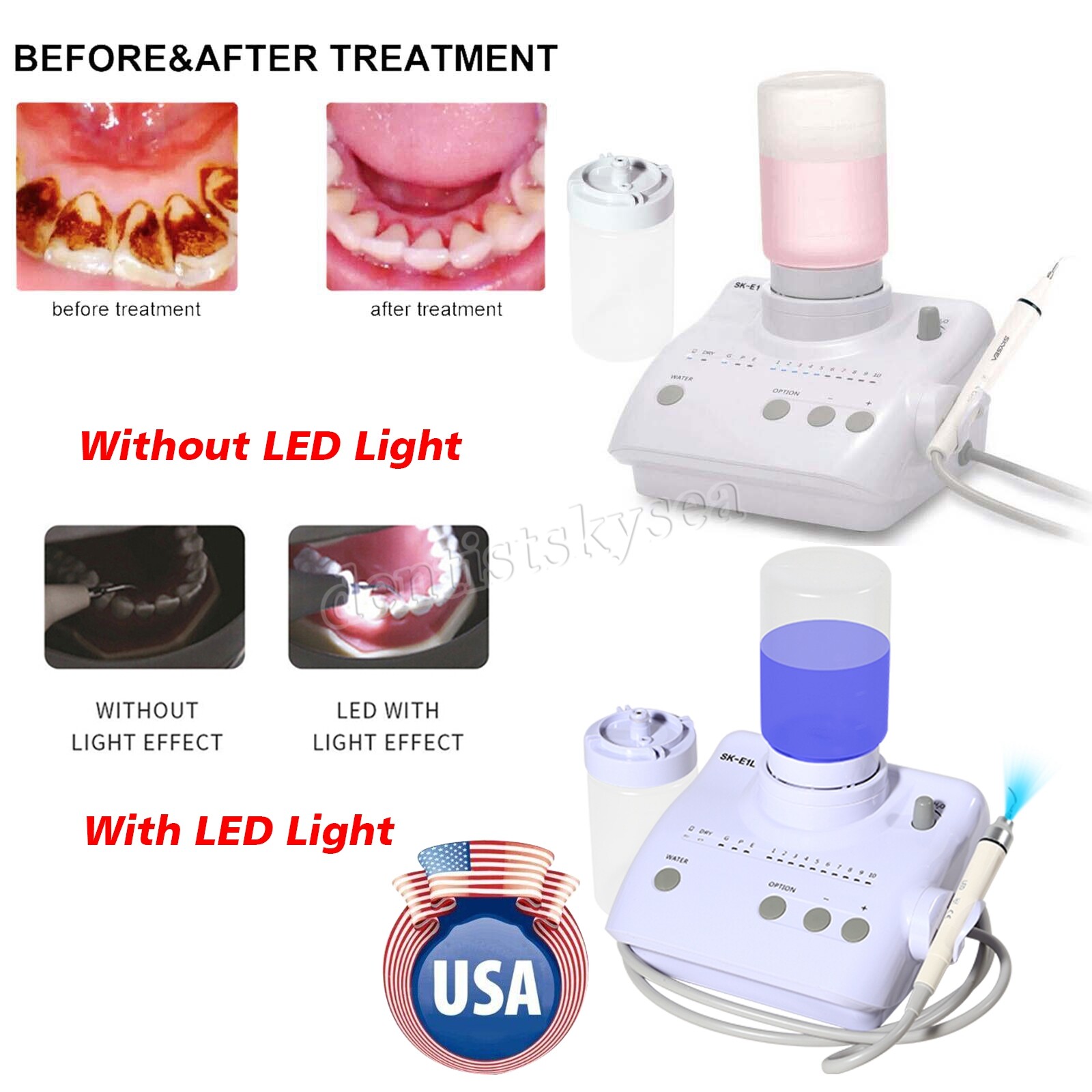 Dental Ultrasonic Piezo Scaler (LED) Handpiece Bottles Auto Water Supply fit EMS