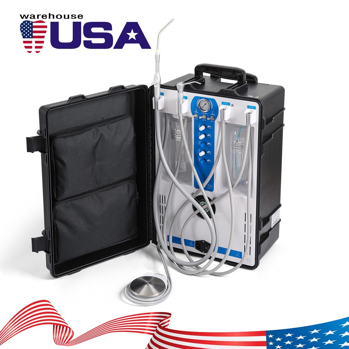 Portable Dental MobleDelivery Unit Powerful Suction Air Compressor 4Hole