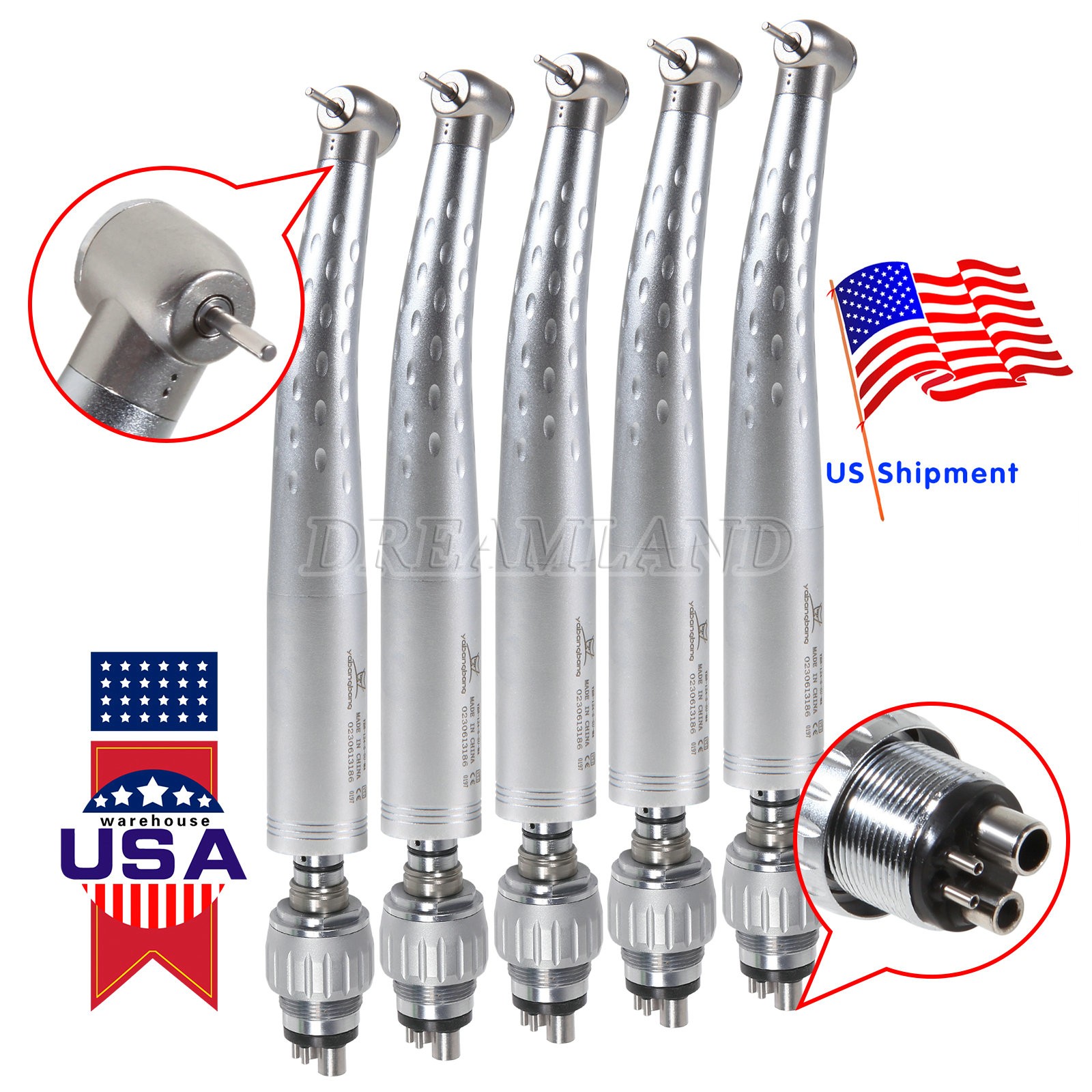USA Dental High Speed Handpiece with 4 Hole Swivel Quick Coupling Fit KaV GB4