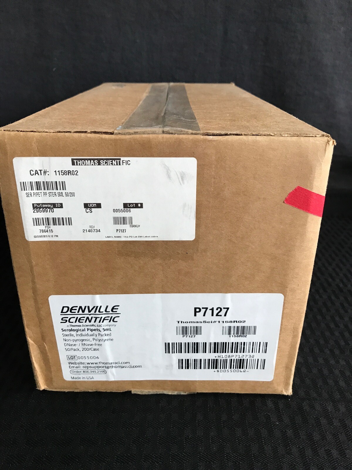 (200/Cs) DENVILLE THOMAS 5mL PS Graduated Serological Pipets P7127