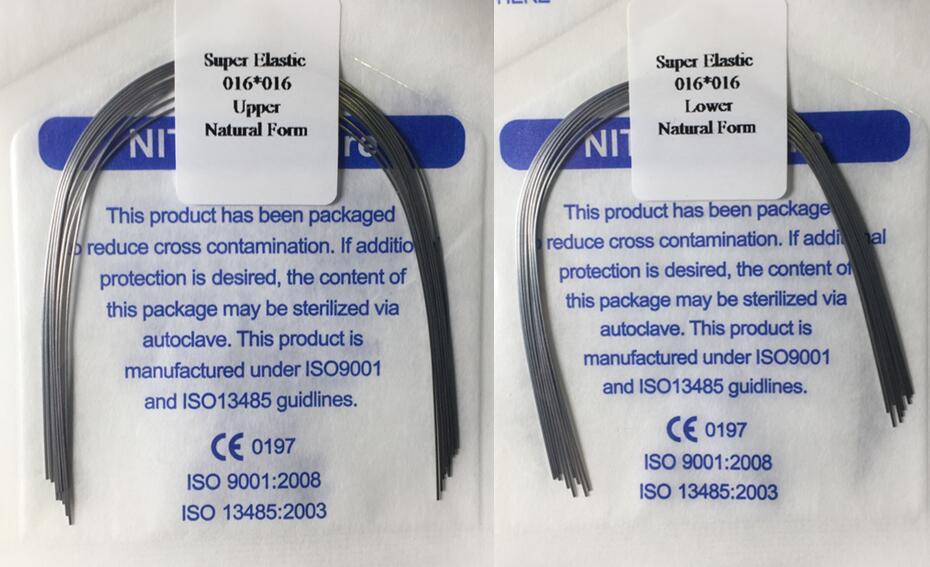Natural Dental Rectangular Super Elastic Wires Niti Orthdontic 16X16 U/L 10Pack