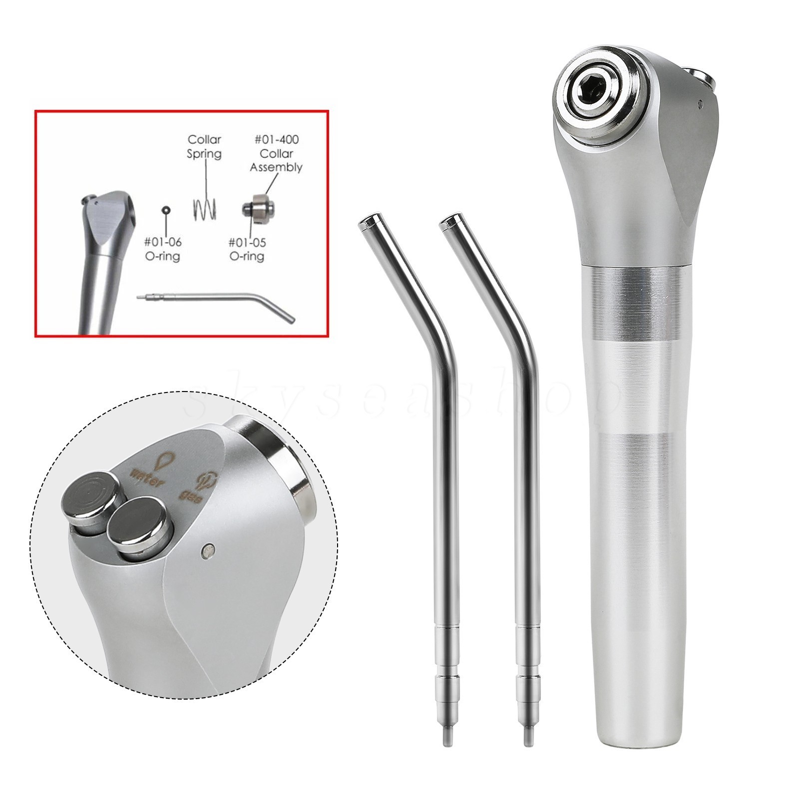 1-10 Dental 3 Way Air Water Spray Triple Syringe Handpiece w/ Nozzles Tips Tubes