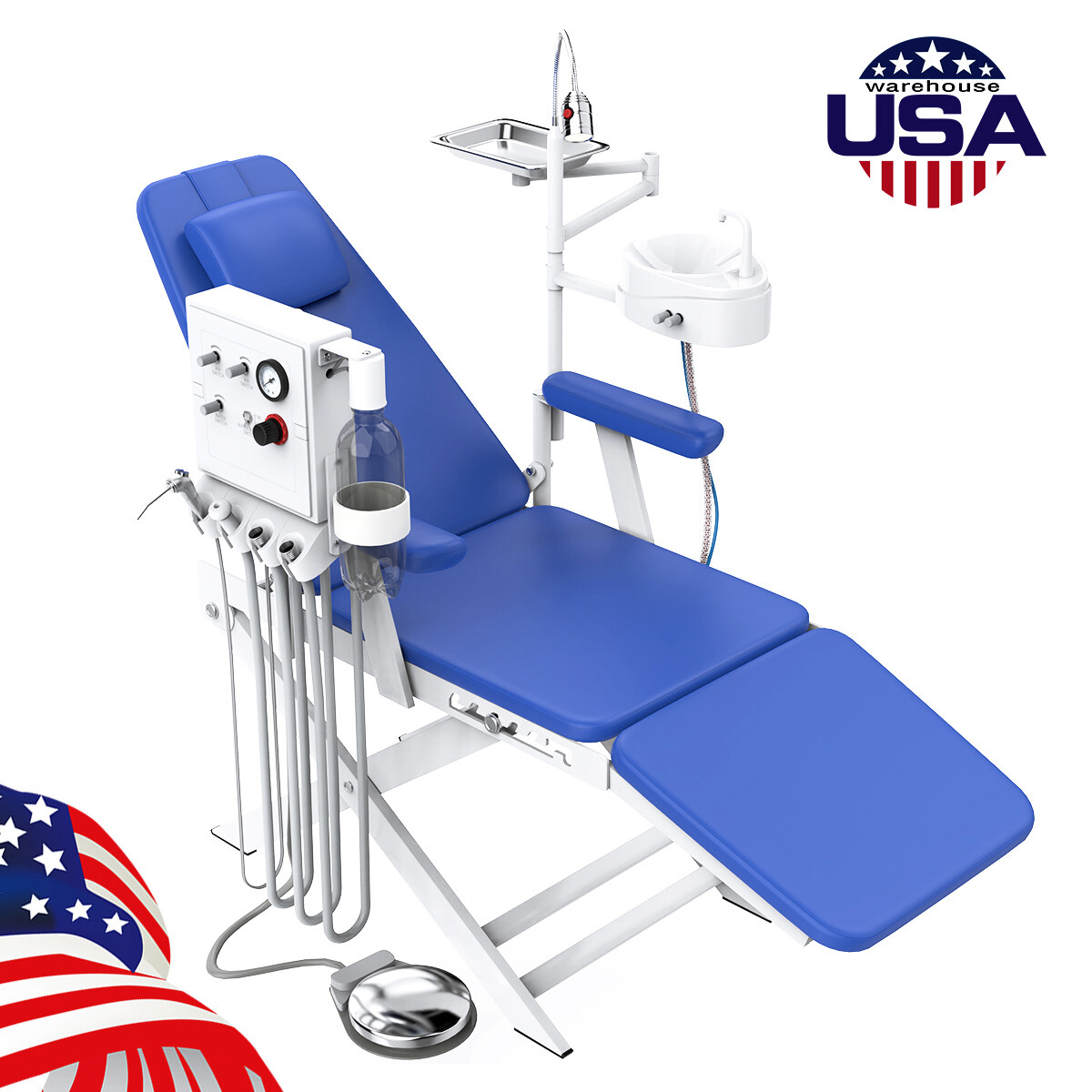Portable Dental Chair silla dental portatil LED Light PU Leather/ w/Turbine Unit