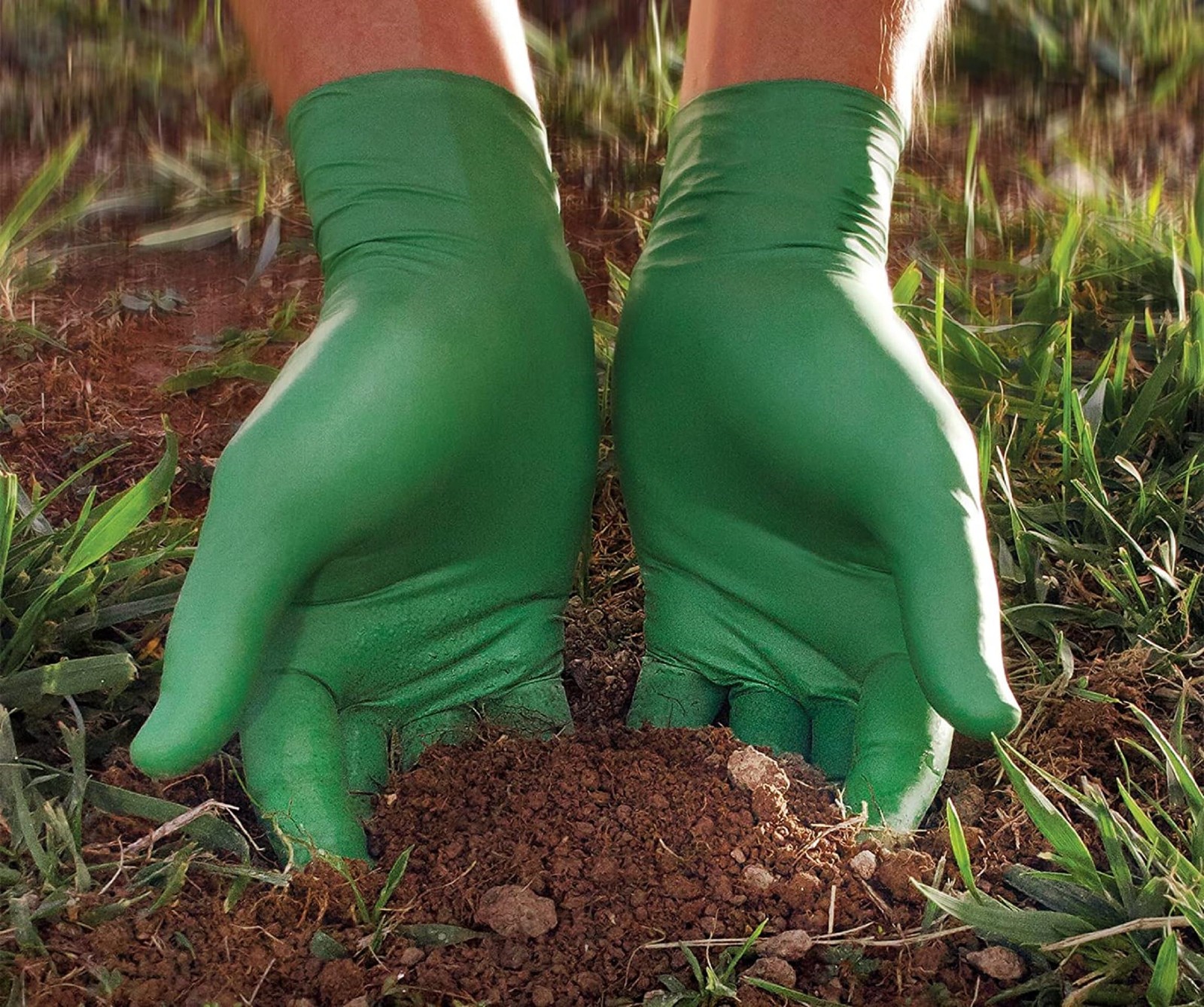 Large Green Disposable Nitrile Gloves Eco Best Technology Food Safe Protection