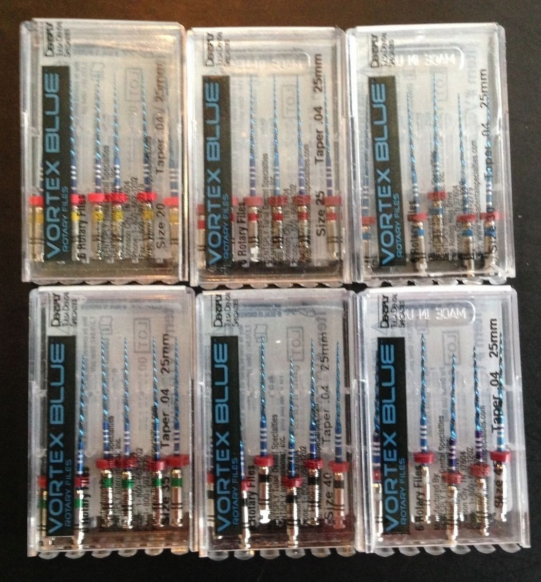 10 pks .04 Vortex Blue Rotary Files Dentsply Tulsa Dental Root Canal Endodontics