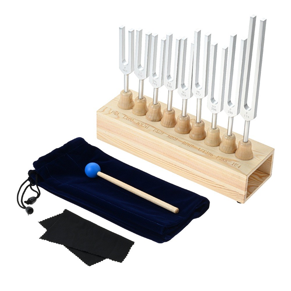 9 Solfeggio Tuning Fork Set Multicolor Aluminum Alloy for Healing Sound Therapy