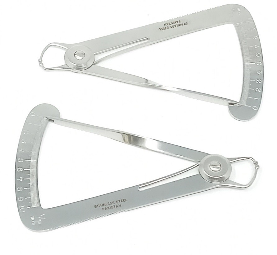 2 Dental Lab Wax Steel Metal Crown Gauge Caliper Ruler Measuring Scale Spring